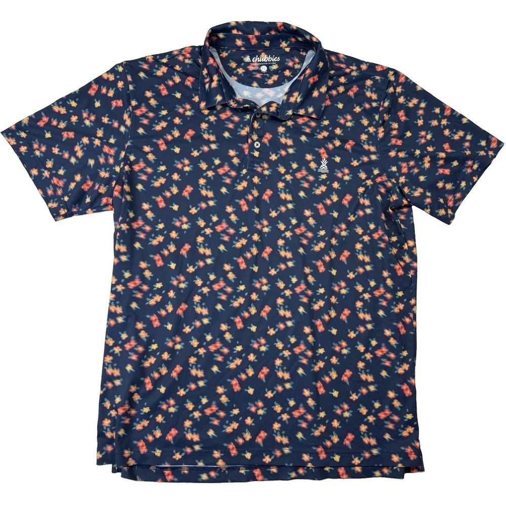 Chubbies "The Weekend Has Arrived" Men's Floral Golf Polo Shirt Short Sleeve XL
